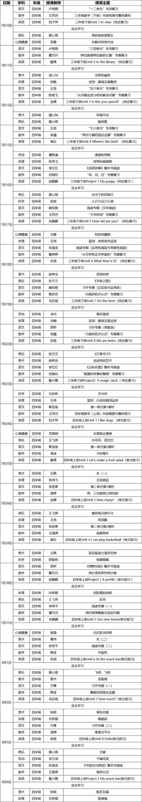 暑期课程版本大全:各学科暑期课程版本及学习资料